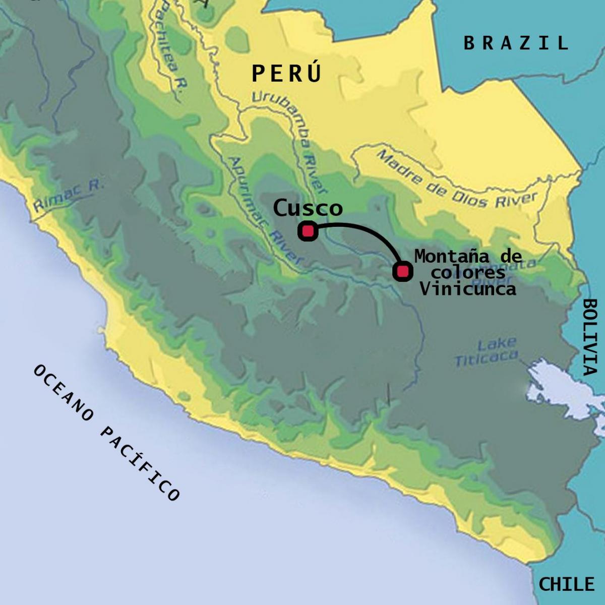 vinicunca Peru mapě