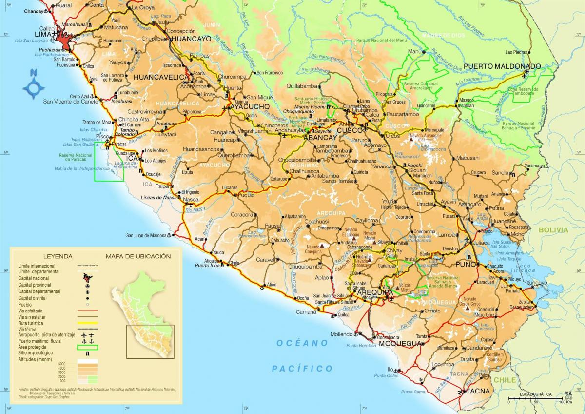 mapa jižní Peru