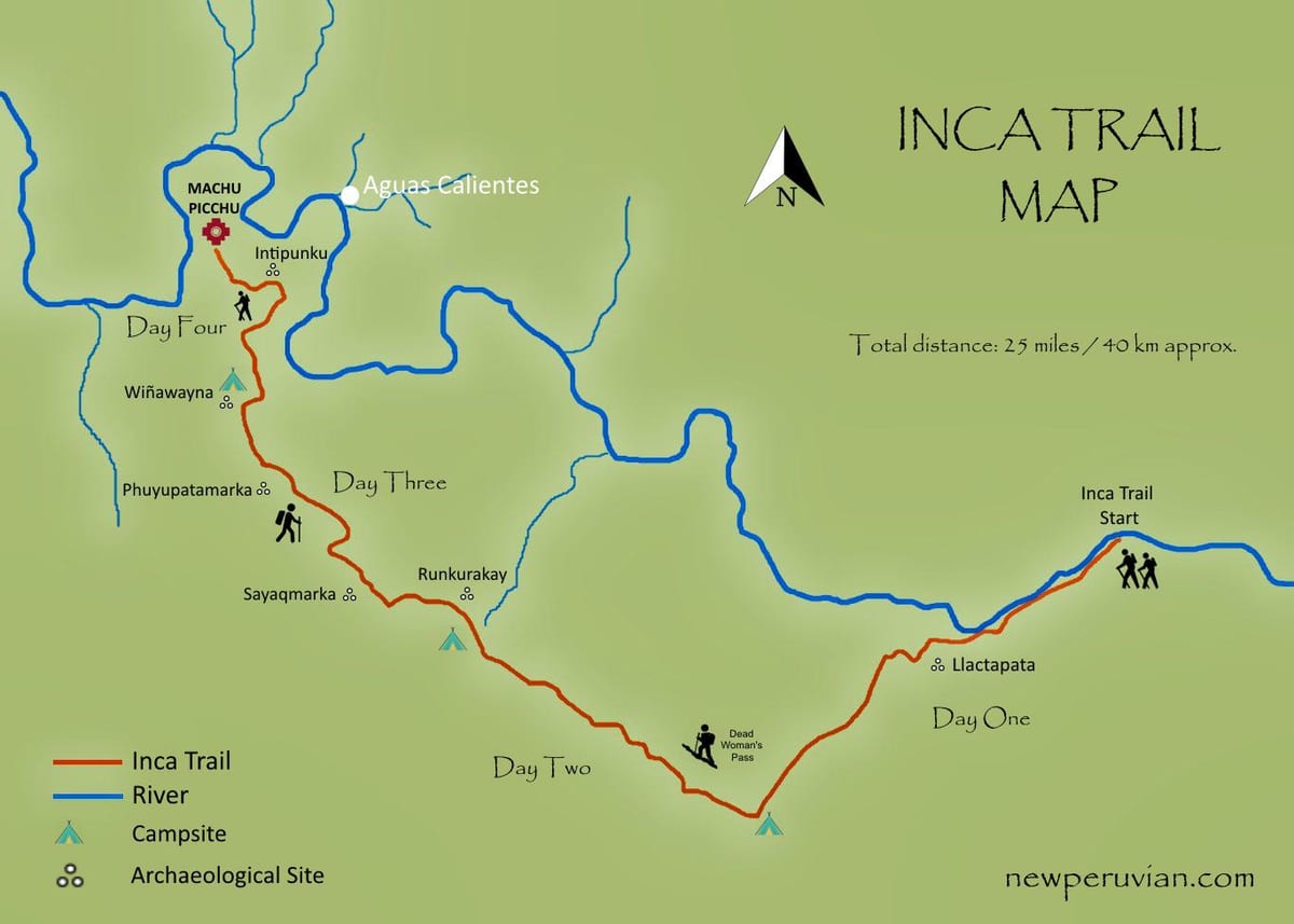 mapa Peru inca trail