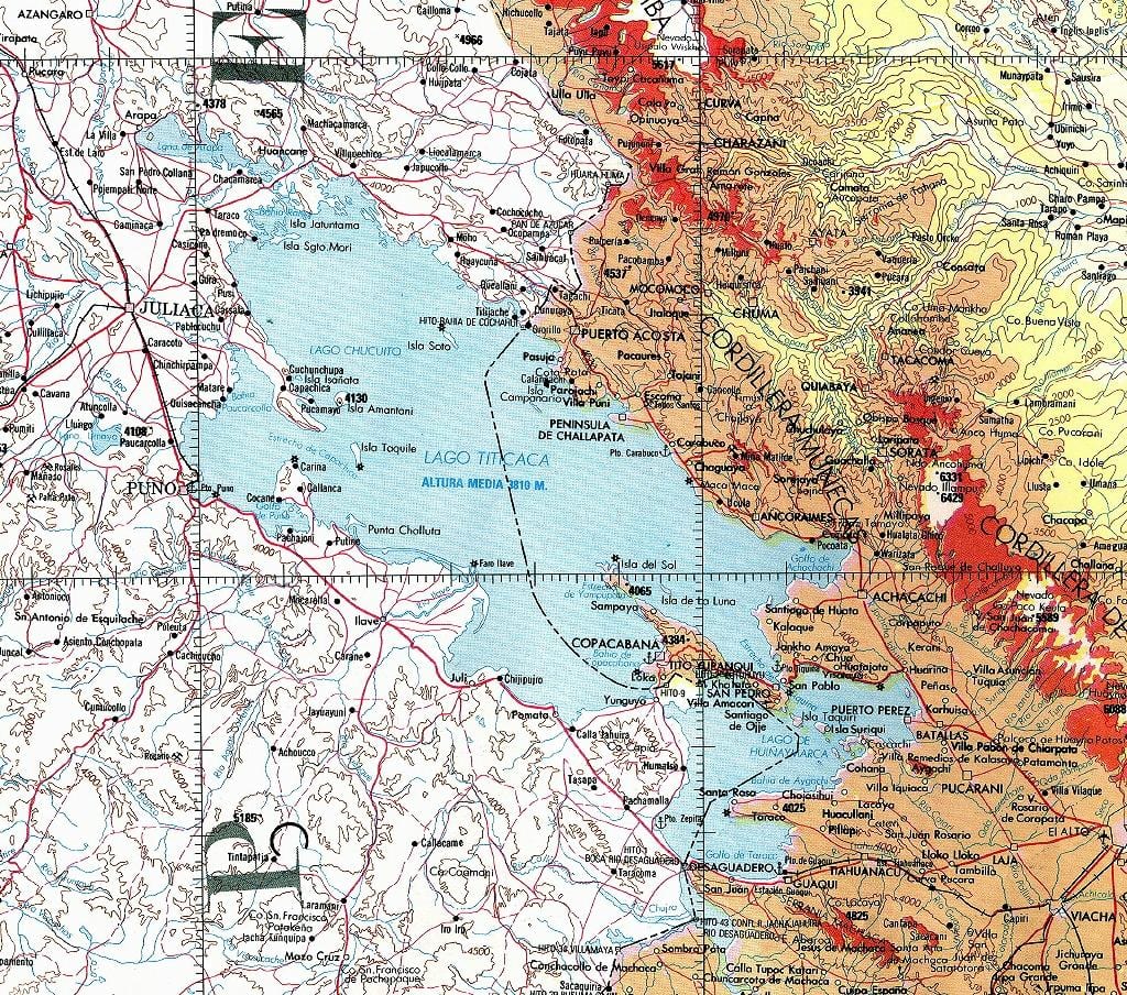 mapa jezera titicaca Peru 