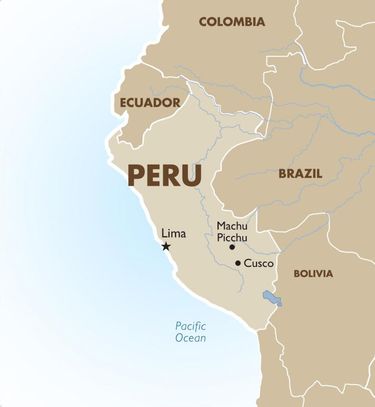 mapa Peru a v okolních zemích