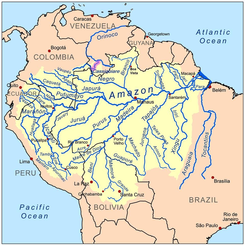 řek v Peru mapě