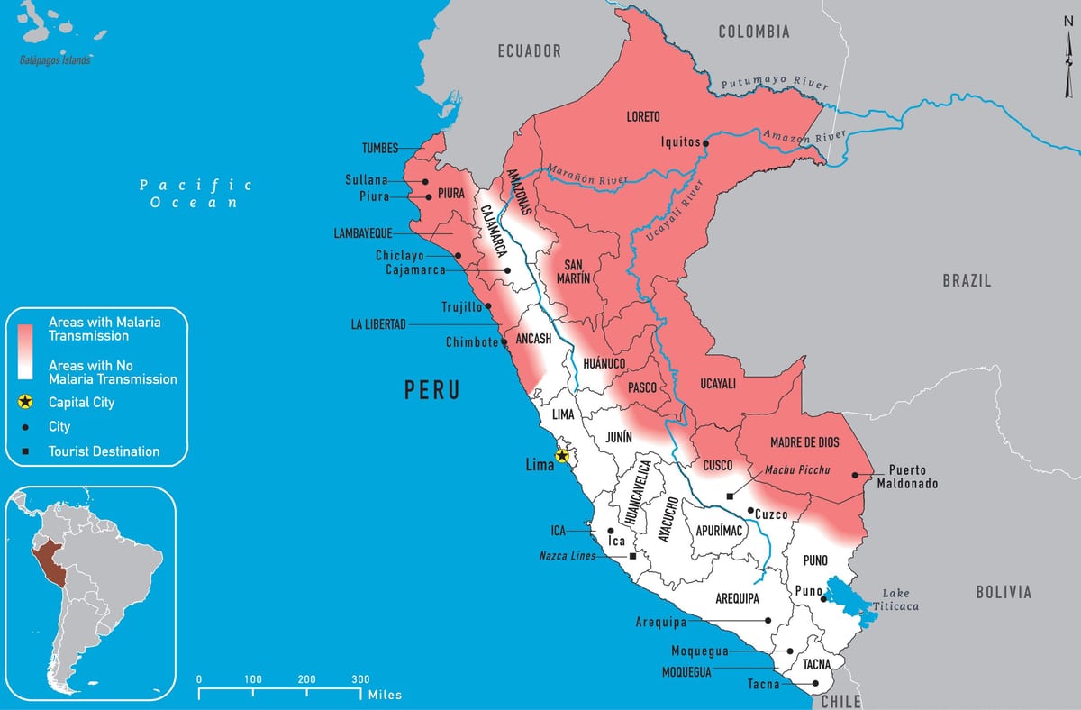mapa Peru malárie