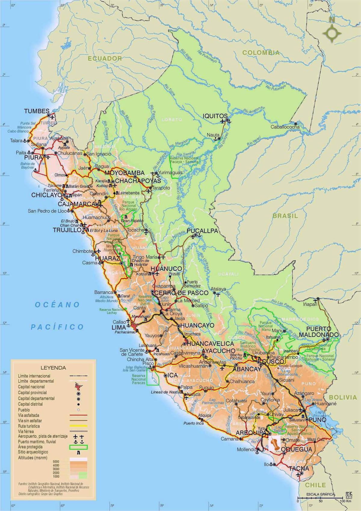 mapa Peru silnici