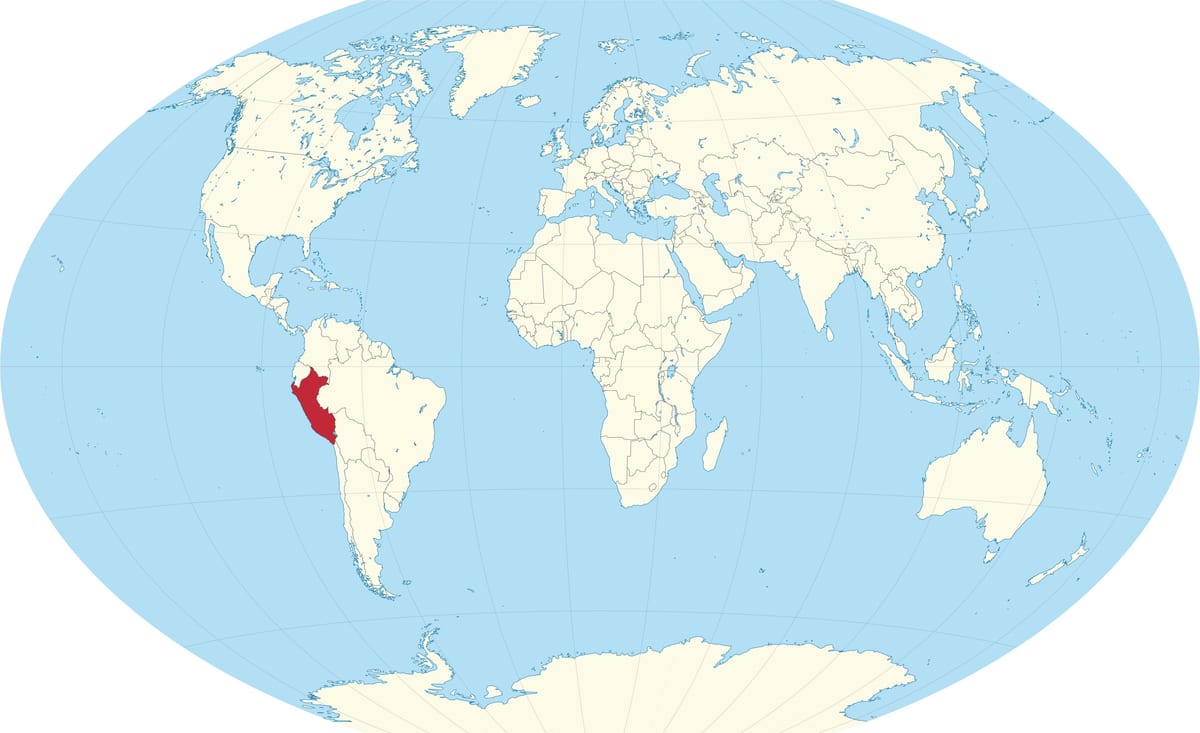 mapa světa ukazuje, Peru