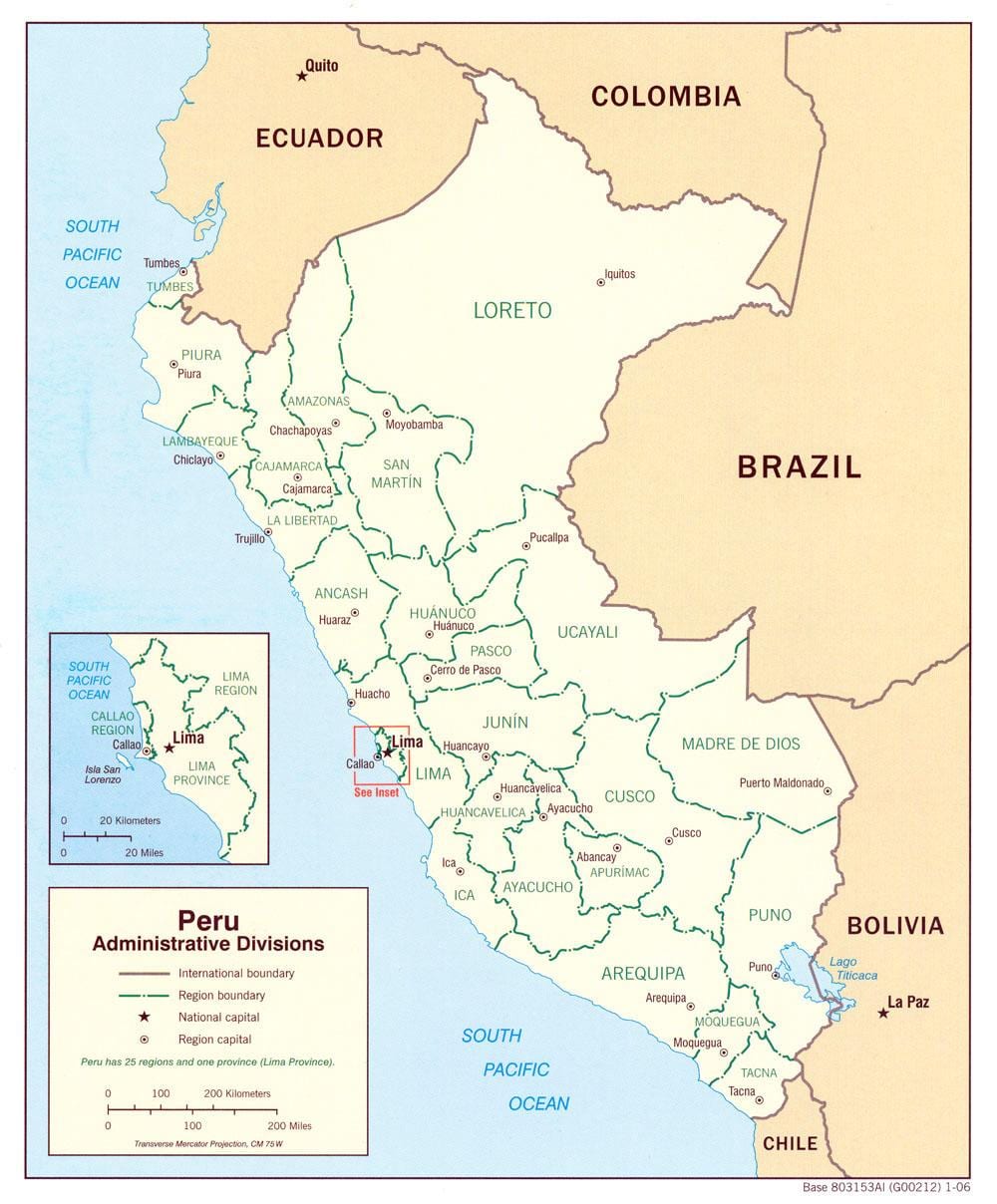 mapa ukazuje Peru