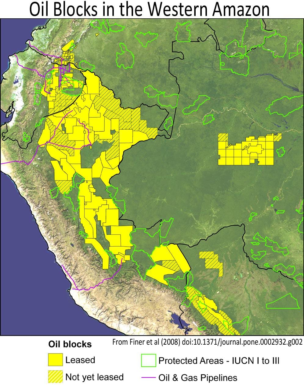 Peru, amazonský prales mapě