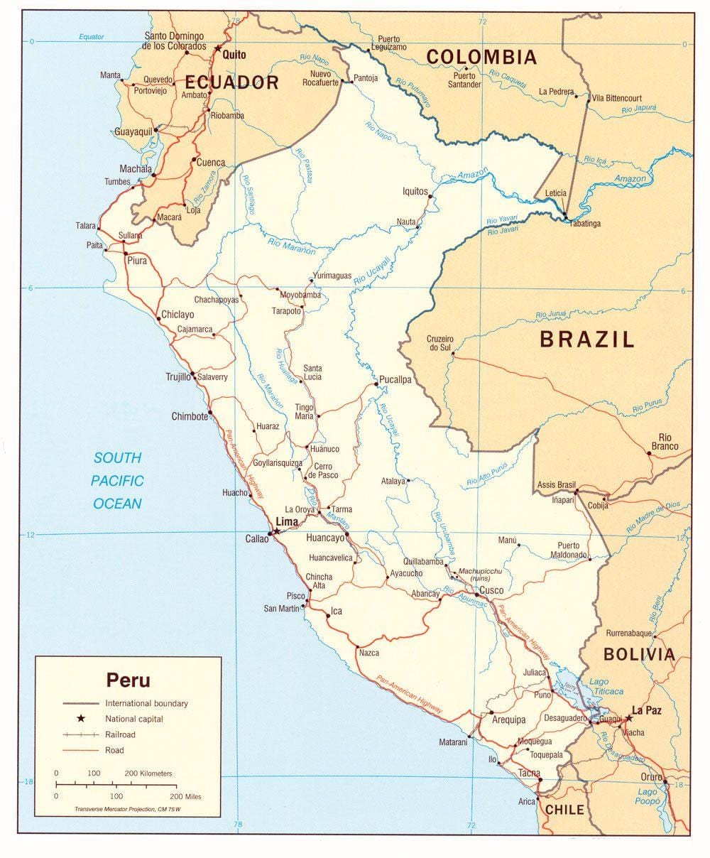 mapa Peru státy