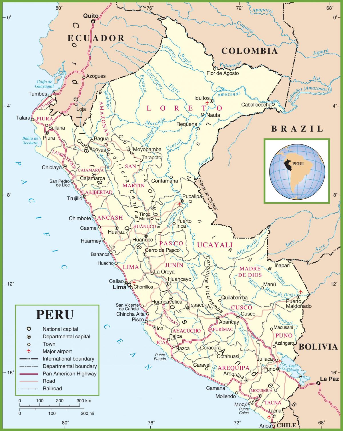 mapa politická mapa Peru