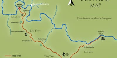 Mapa Peru inca trail