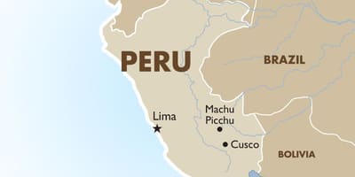 Mapa Peru a v okolních zemích