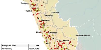 Mapa Peru přírodních zdrojů