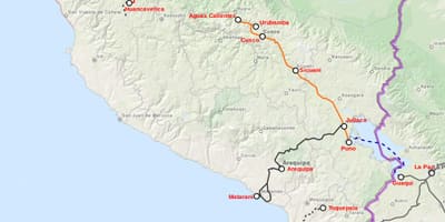 Peru vlak mapě