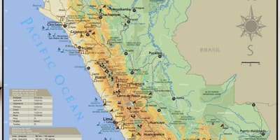 Peru turistických atrakcí mapě