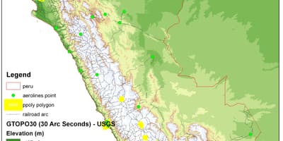 Mapa Peru nadmořská výška