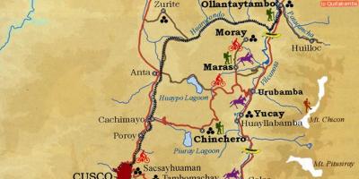 Mapa posvátné údolí cusco Peru